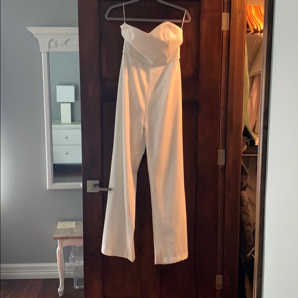 White wide leg jumpsuit